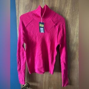 Pinky Bold Red Ribbed Sweater